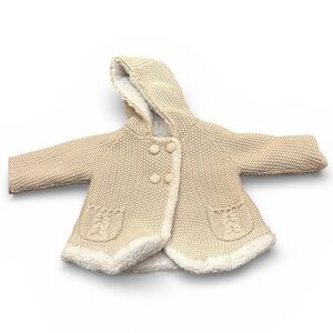 Mayoral Newborn knit hooded cardigan jacket cape size 2-4 months faux fur chic